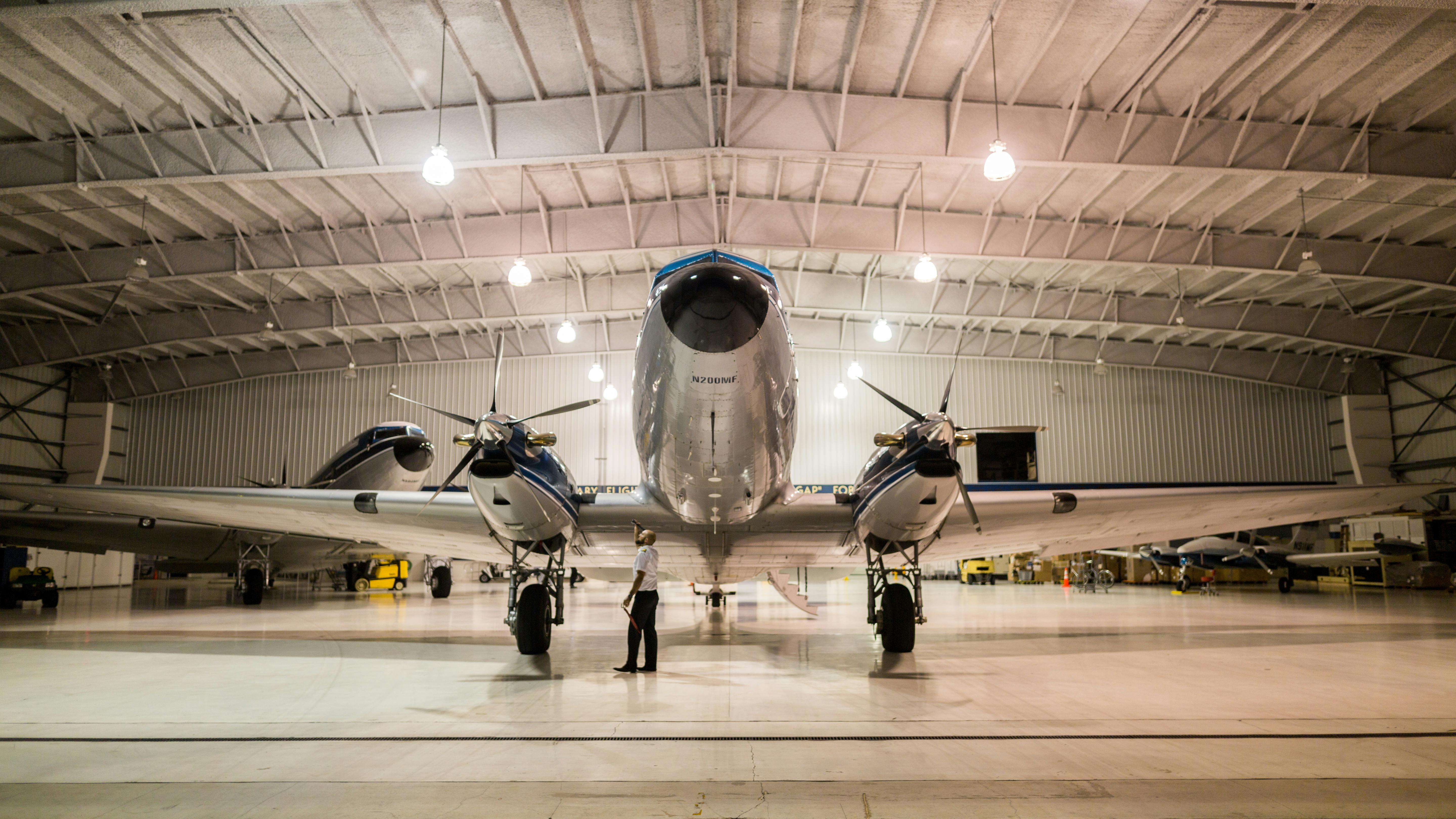 Aircraft in hangar